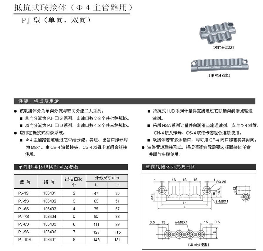 抵抗式联接体 4MM主管路